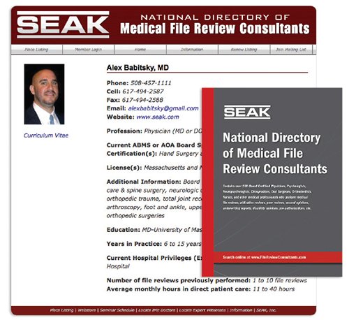 SEAK Directory of Medical File Review Consultants